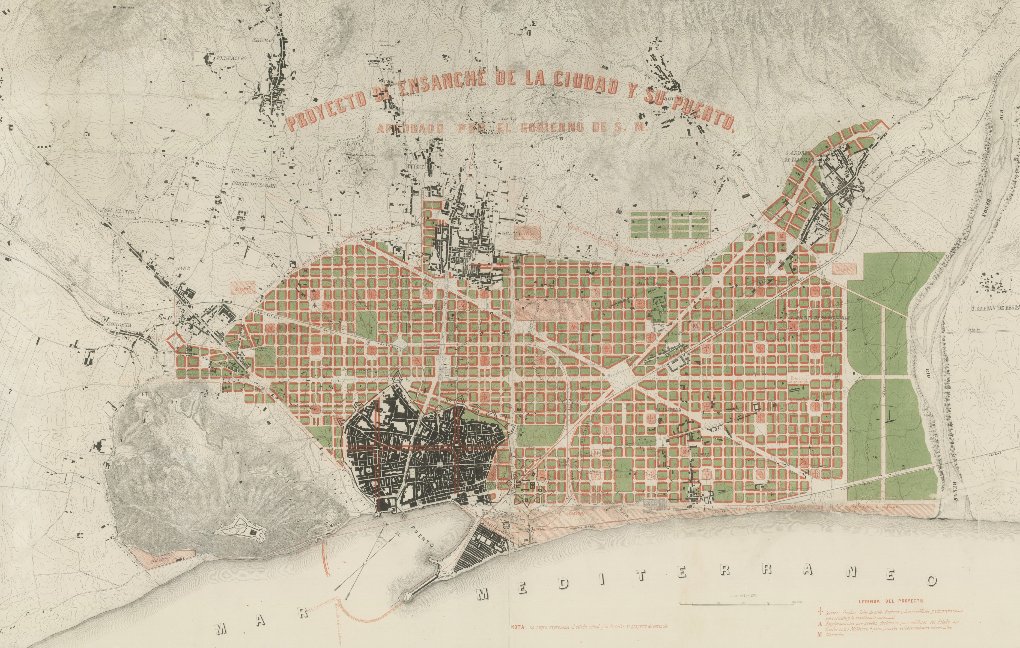 Plano del Proyecto de Ensanche de Barcelona y su puerto, 1855-1859 (Cerdà)